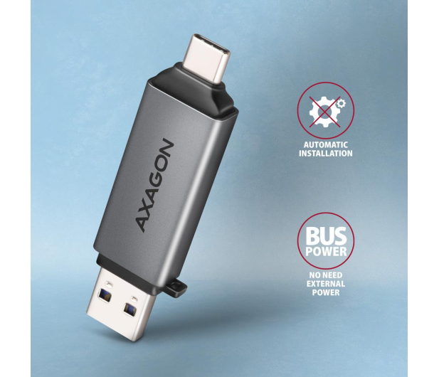 AXAGON CRE-DAC, USB-C + USB-A 3.2, 2-slot & lun SD/microSD, UHS-I - 1353404 - zdjęcie 2